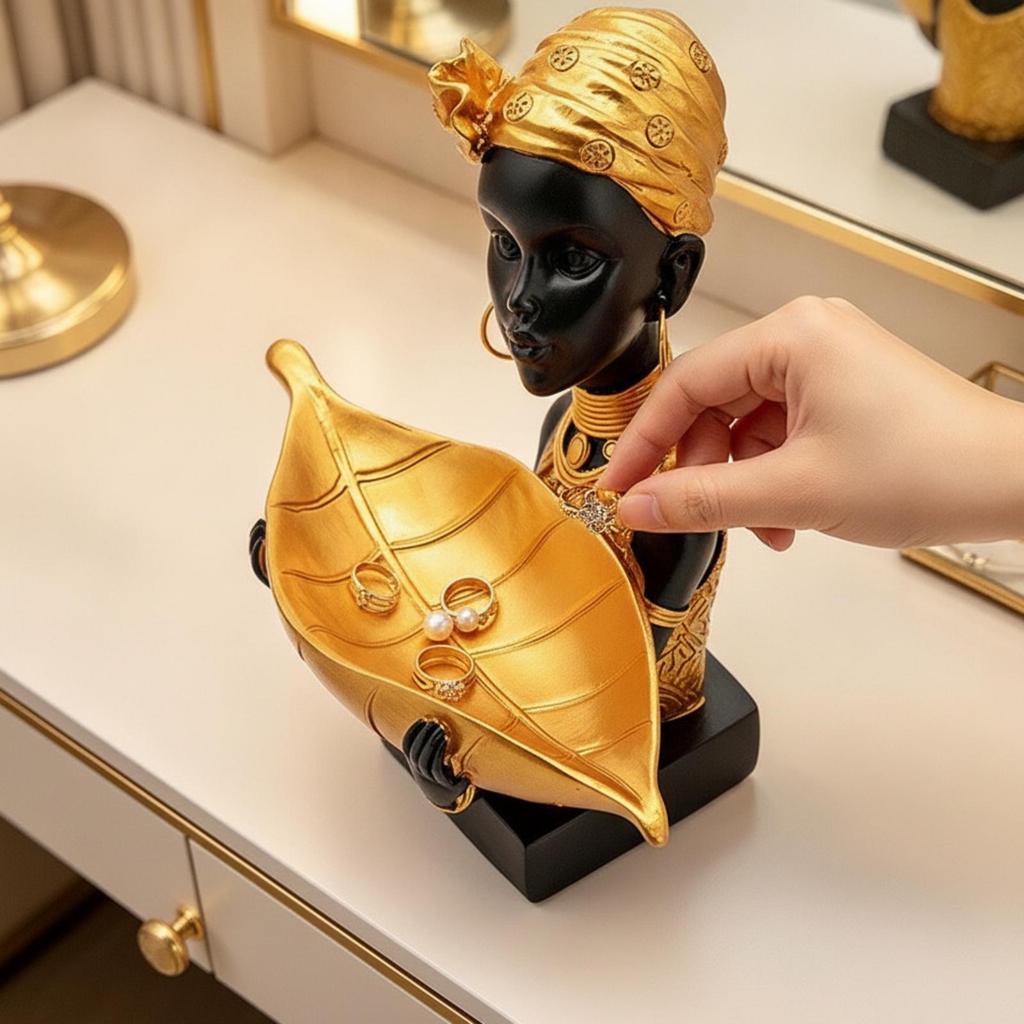 Декоративная фигурка африканской женщины с корзиной, многоцелевая