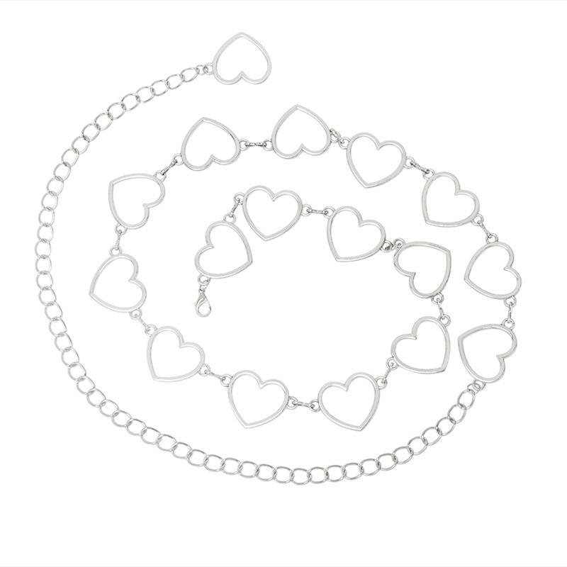 Gold Metal Belt Fashion Women's Silver Waist Chain Women's Heart Chain Belt Dress Accessories