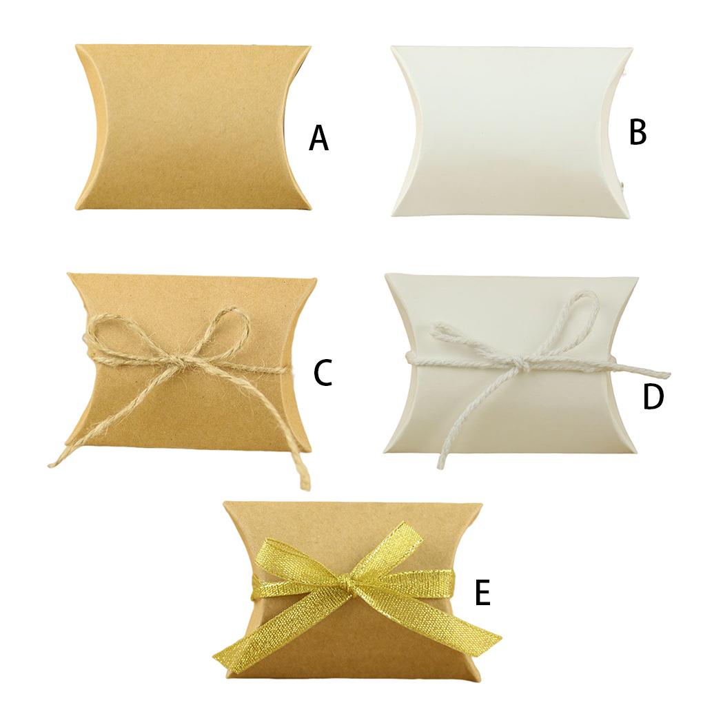 50pcs Paper Pillow Case Blank Gift Box Party for Candy Storage Bag Jewelry Crafts Handmade Soap Small Gifts Favors