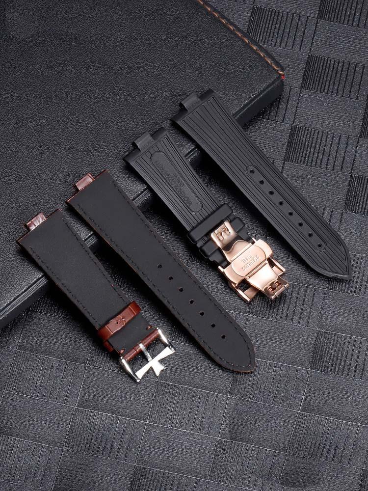 25*8Настоящая кожаная ремешок для часов Для Vacheron Constantin Серия OVERSEAS 4500V 5500V P47040 Пряжка из нержавеющей стали Мужской ремешок для часов