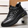 Anti Slip New First Layer Cowhide Men Shoes Sneakers Casual Shoes Men Classic Black Sport Sneeker Fashion Lace Up High Top Shoes