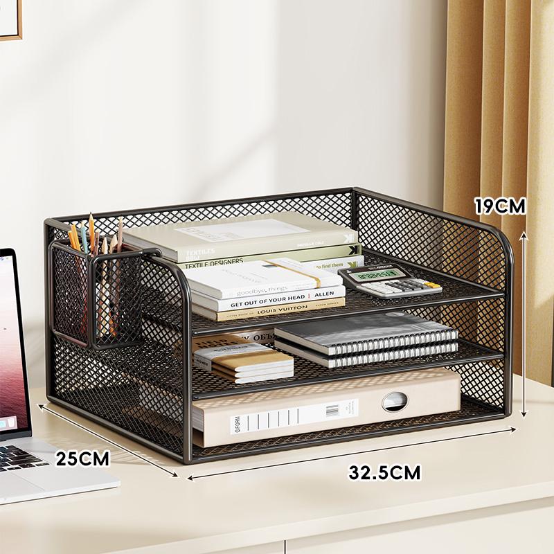 Desktop Metal File Organizer: Office Supplies Storage Rack and Data Archive Solution