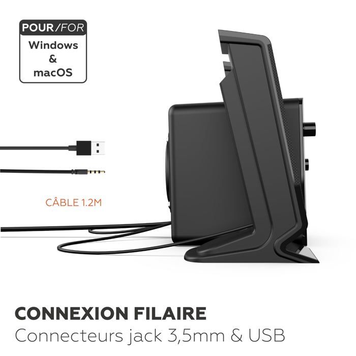 Enceinte 2.1 - MOBILITY - ML314006 - Noir - 2 haut-parleurs - 5W de puissance