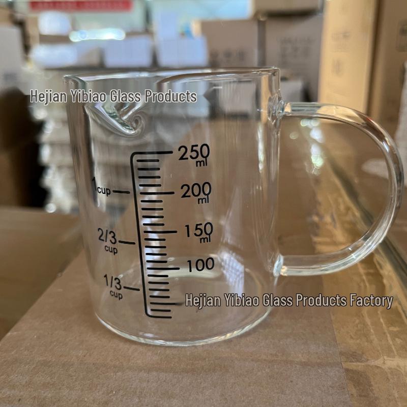 Мерный стакан из высокоборосиликатного стекла с ручкой - Прозрачный градуированный стакан для выпечки, молока и сока
