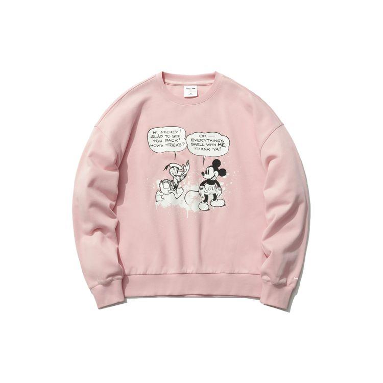 Li-Ning X Disney Joint Fashion Series Cartoon Print Loose-Fit Sport Pullover Sweatshirt Women Sweatshirt Pink AWDR380-3