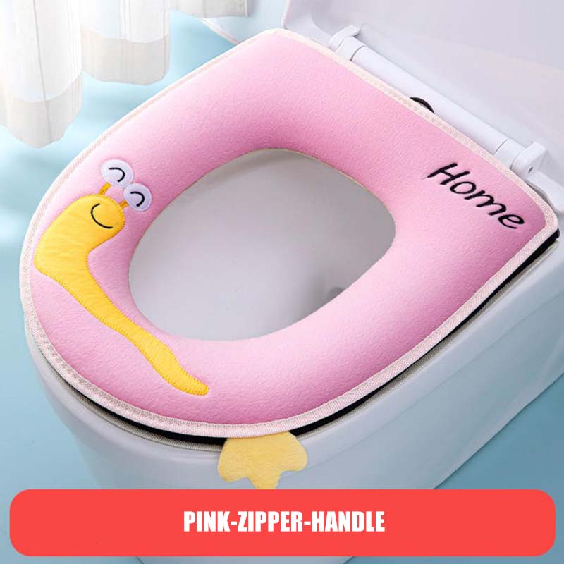 Washable Toilet Seat Cushion Household Four Seasons Universal Waterproof Zipper Toilet Seat Cover Cute Cartoon Bathroom Toilet Seats Pads with Handle