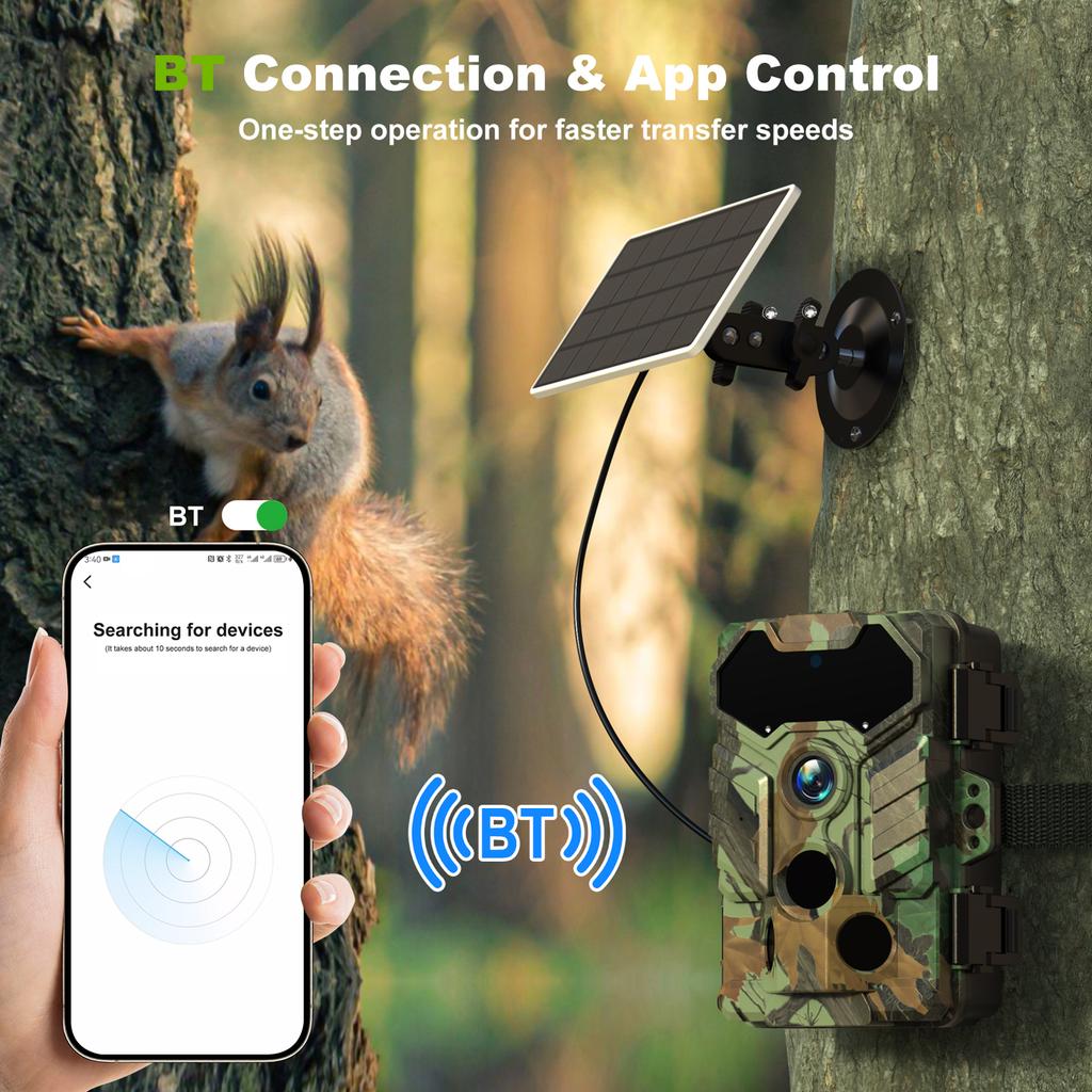 Солнечная камера, наружная беспроводная камера для слежения, 32 МП, инфракрасное ночное видение, поддержка WiFi, водонепроницаемая камера IP66 для охоты на диких животных