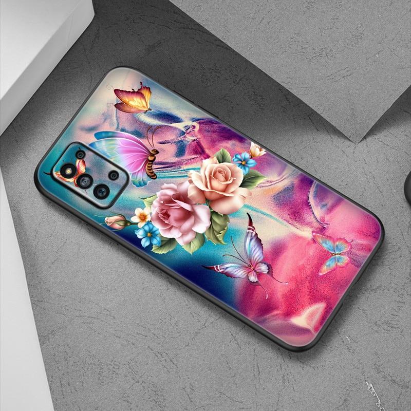 Красивый чехол для телефона с бабочкой для Samsung Galaxy A12 A02S A22 A32 A52 A72 A71 A51 A41 A31 A21 A11 A50 A70 A10S A20S черный чехол