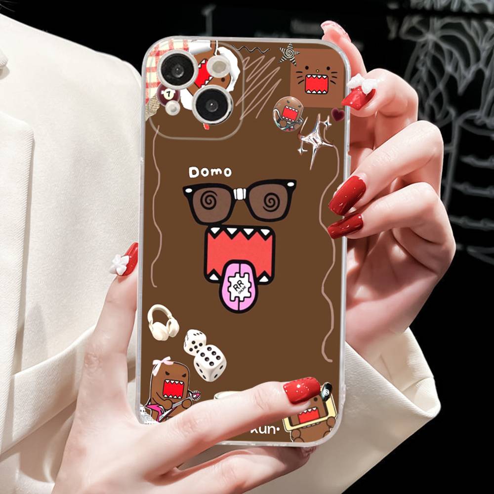 Милый чехол для телефона Domo Kun для iPhone 17 16 15 14 13 11 12 Pro Max 16 Plus Прозрачный