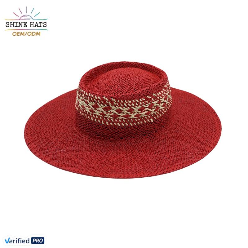 Shinehats 2025 Pink Paper Morocco Women's Handmade Straw Hat High Quality Custom Logo for Beach Cycling Business Sports OEM