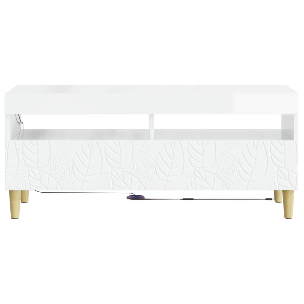 LED TV Cabinet High Gloss White Engineered Wood