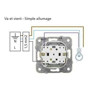 Va et vient - VIKO - Fumé - Mécanisme + Bouton - Encastré - Bornes automatiques