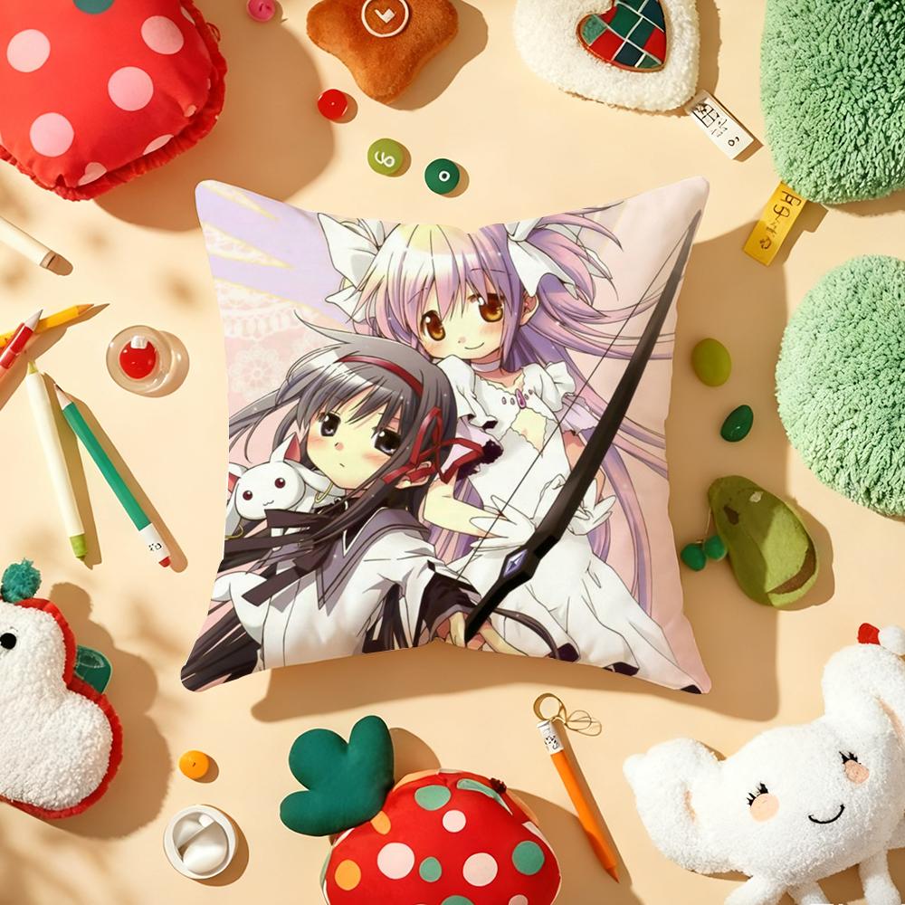 Cushion Cover Plush Fabric Soft DoubleSided Printed Sofa Warm Winter Home Gift Pillow Cover PPuella MMagi Madoka Magica