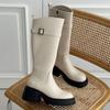 Melting Brown Women Zip Up Long Boots Platform 2color