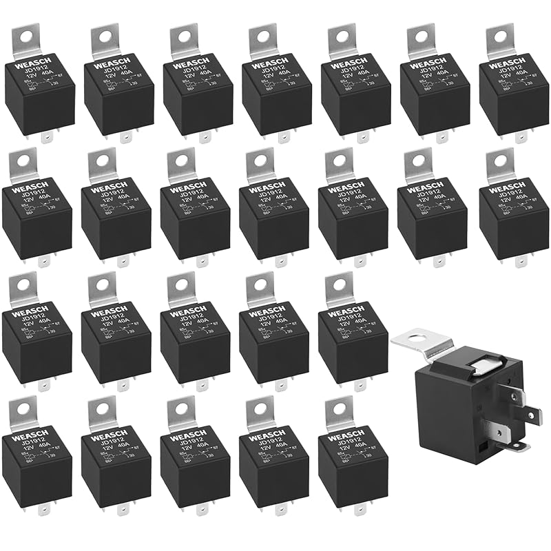 2 Pack JD1912 Car Relay, 12V 40A, 4 P SPST, Automotive Switches And Starters, Waterproof Relay For Boat Tractor Truck Motorcycle (2)
