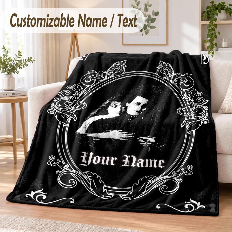 Edward Scissorhands Custom Name Flannel Throw Blanket Soft Warm for Sofa Bed Indoor Home Use