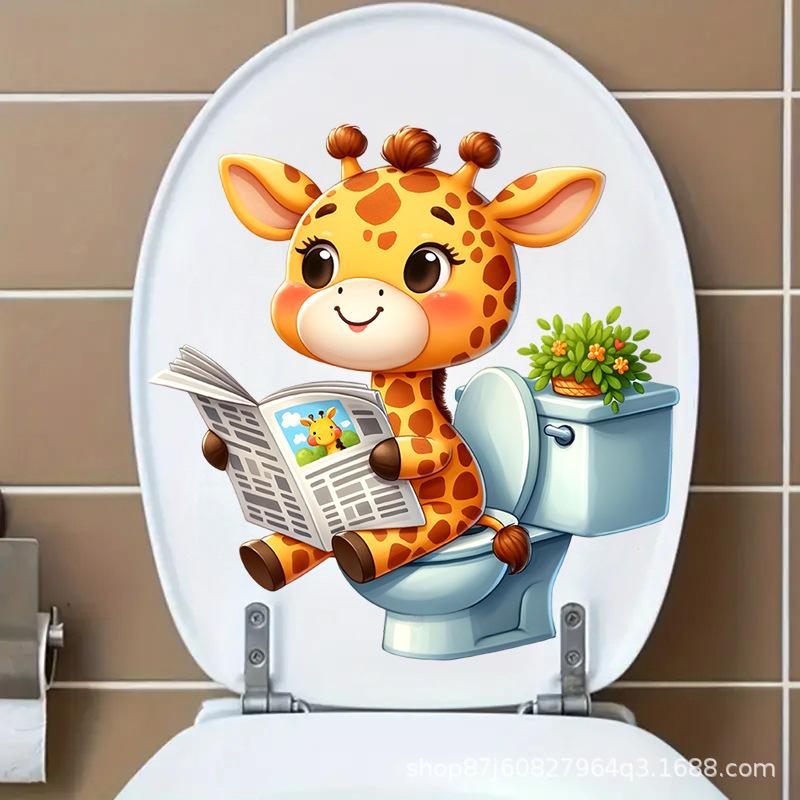 1 шт. Забавные наклейки на сиденье унитаза из ПВХ с животными Обезьяна Зебра Жираф Декали Водонепроницаемый Декор для стен ванной комнаты и двери Креативные съемные наклейки