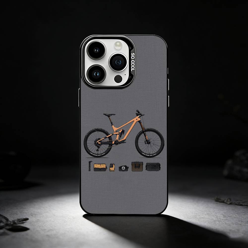 Mountain Bike Bicycle cool Phone Case For iPhone 17,16,15,14,13,12,11 Plus,Pro Max,XS,Colored silver phone case