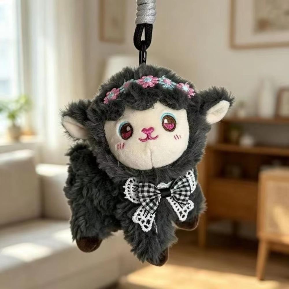 Cute Fluffy Lamb Backpack Decoration Cartoon Sheep Bag Pendant Plush Lamb Keychain Bag Decoration
