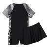 Girls 2 Piece Swim Set Boycut Bodysuit Swim Skirt Cover Up UPF 50+ Rashguard Bathing Suit