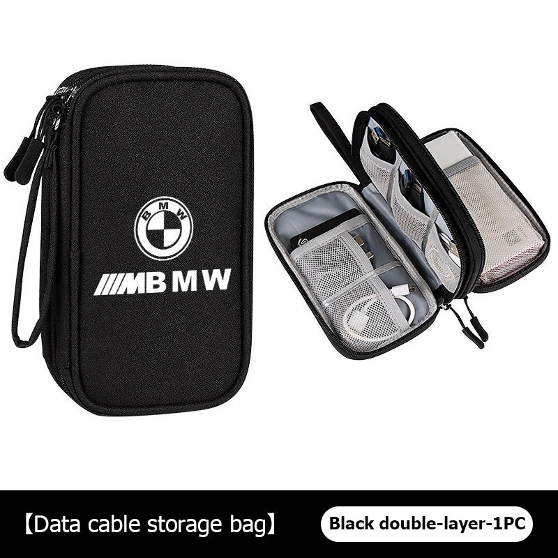 Universal Car Travel Portable Data Cable Storage Bag Accessories For BMW M3 M5 X3 E93 F10 F20 F30 F40 F15 F25 F26 F31 F49 F86 QS4
