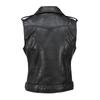 Women's Slim Fit PU Leather Motorcycle Vest with Belt and Zipper