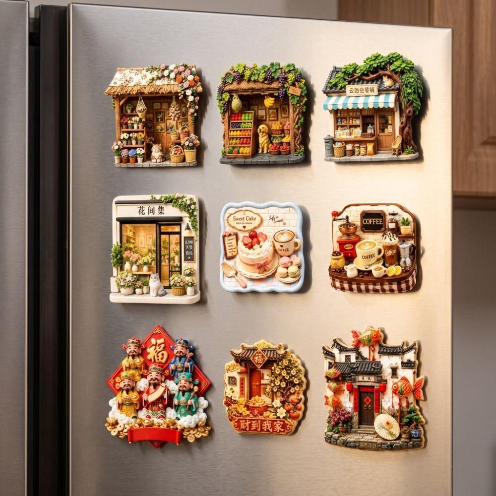 Shop Shape Home Decoration House Magnetic Sticker Blessing Gift Refrigerator Magnet Gift