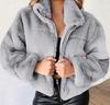 Women's Autumn/Winter Rabbit Hair Faux Fur Zipper Cardigan Coat