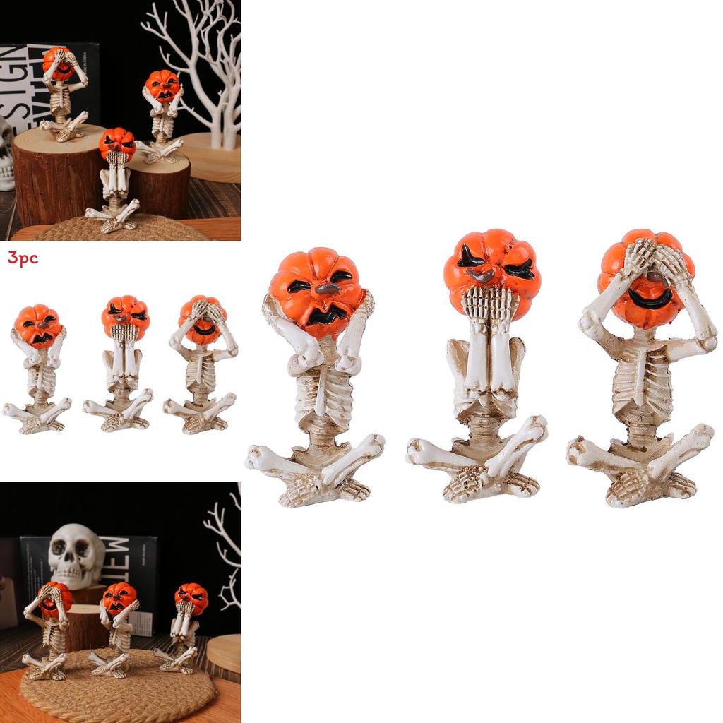 Horror Pumpkin Skull Figure For Festive Halloween And Holiday Scene Decoration