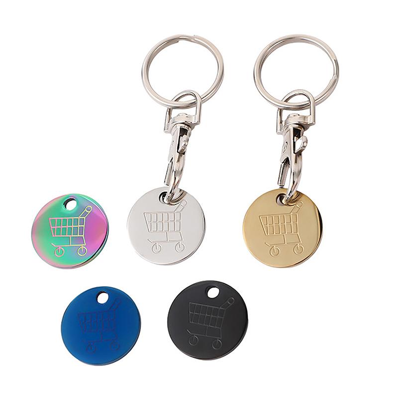 Брелок для ключей на тележку для покупок с жетоном и карабином, практичный сплав, портативный брелок для сумки и телефона с подвеской