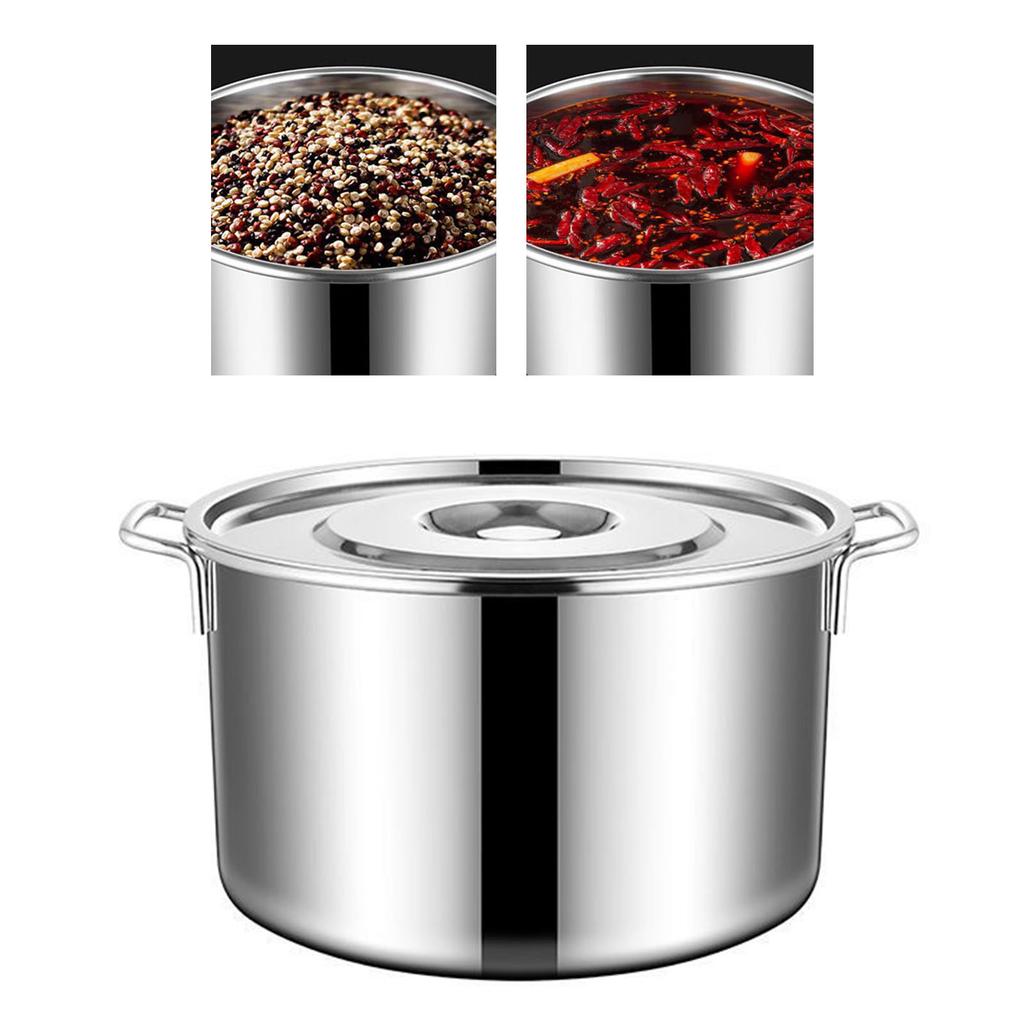 Stainless Steel Cookware Stockpot Thick Heavy Duty Stock Pot Large Capacity Soup Pot With Lid 2