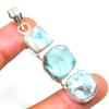 Republic Larimar Gemstone 925 Silver Plated Handmade Jewelry Pendant 2.27"