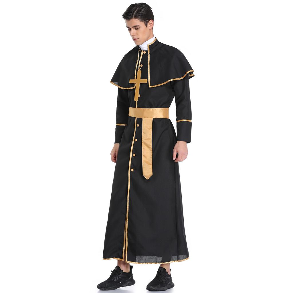 Halloween Priest Costume Ancient Greek Roman Cos Masquerade Missionary Robe Men's Performance Costume