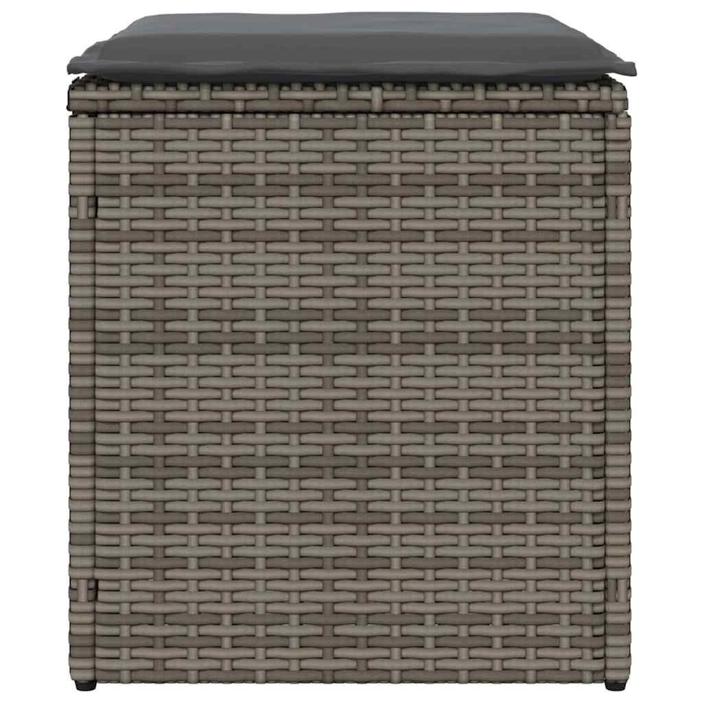Garden Stool with Cushions 2 pcs Grey 40x40x43 cm Poly Rattan