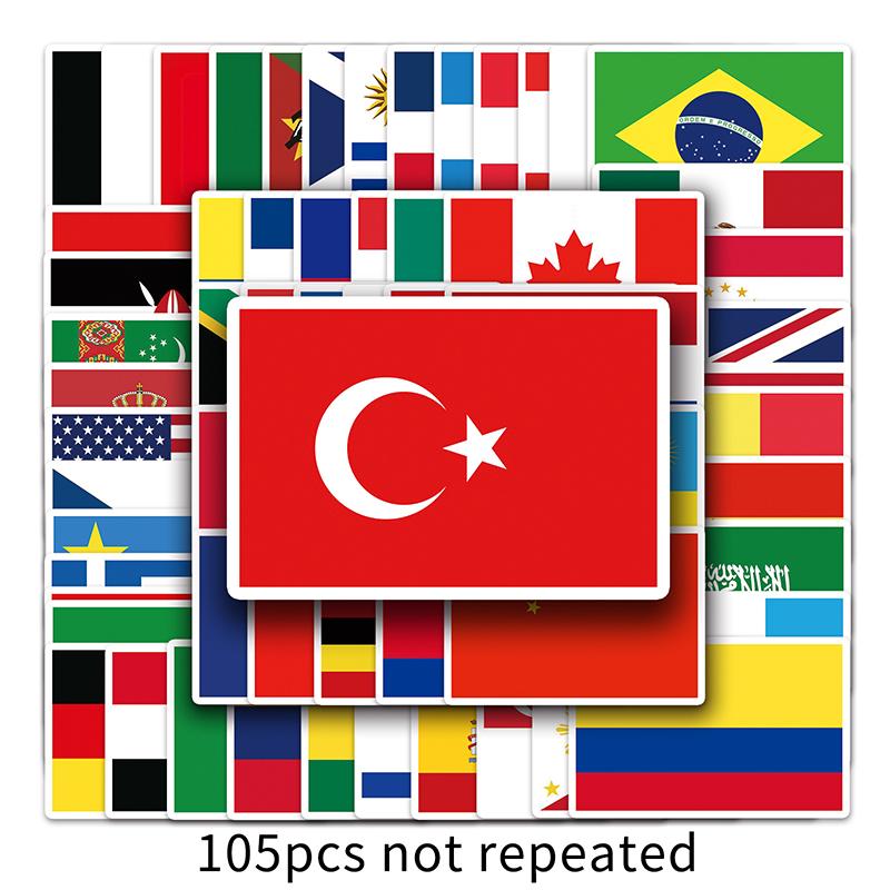 105 листов/набор Наклейки Серия Флагов Стран Игрушки Мультяшные Чемодан Ноутбук Гитара Скейтборд Персонализированные Декоративные Наклейки TMZ