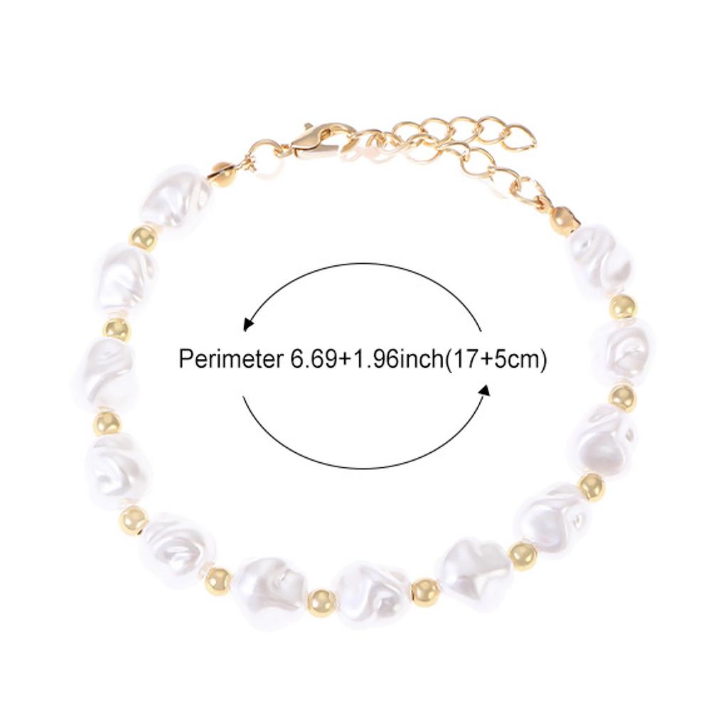 French Style Baroque Irregular Shaped Imitation Pearl Bracelet Elastic Rope Women Bracelet