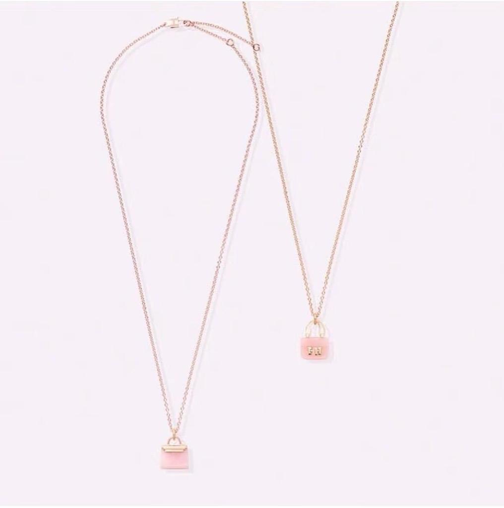 H-Style Pink Crystal Pendant Necklace with Kelly Bag Design
