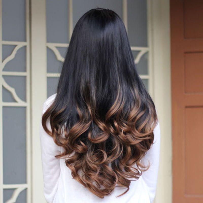 Женские длинные кудрявые волнистые полупарики термостойкие градиентного цвета премиального салонного стиля