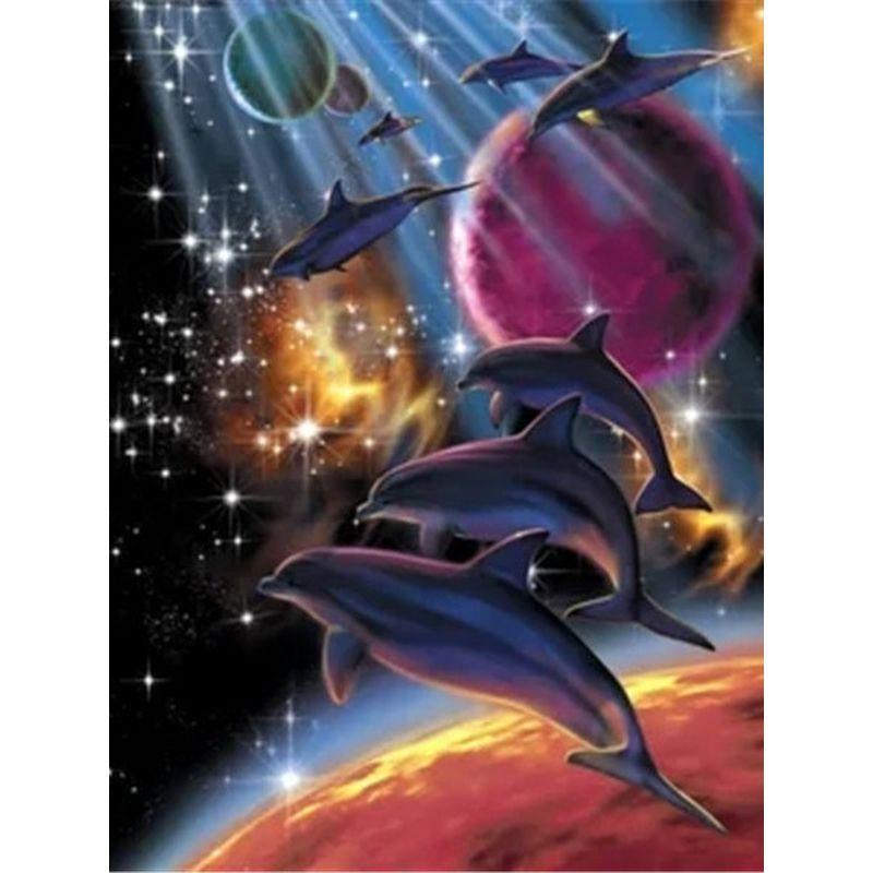 Round Diamond 5D DIY Diamond Painting "Space Planet Dolphin Waves" 3D Mosaic Embroidery Cross Stitch 5D Home Decoration