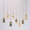 Rectangle Sun Moon Star Enamel Tarot Card Pendant Necklace Crystal Necklace