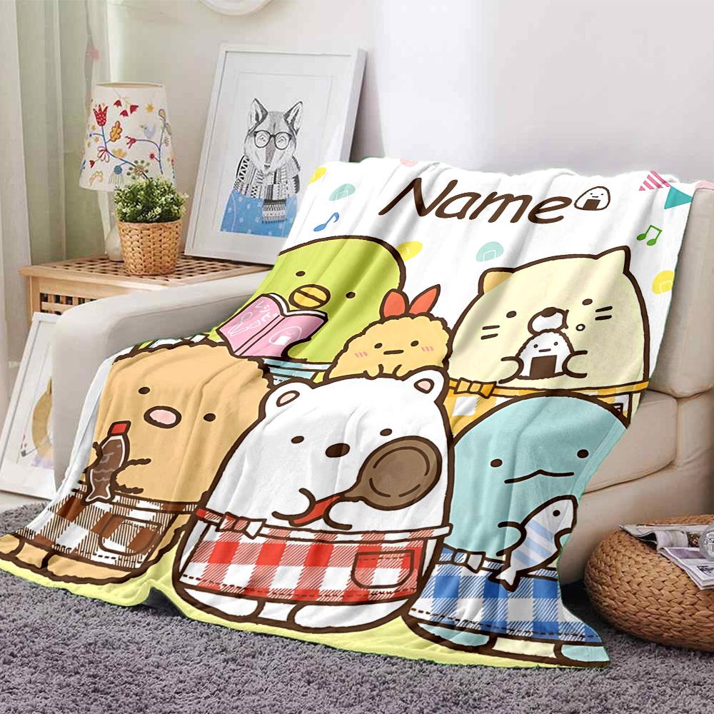 Customiz Name Personality Sumikko Gurashi Blanket Soft &Warm Sofa Office Bed Travel Lunch Break Blanket, Gift Suitable All Seasons
