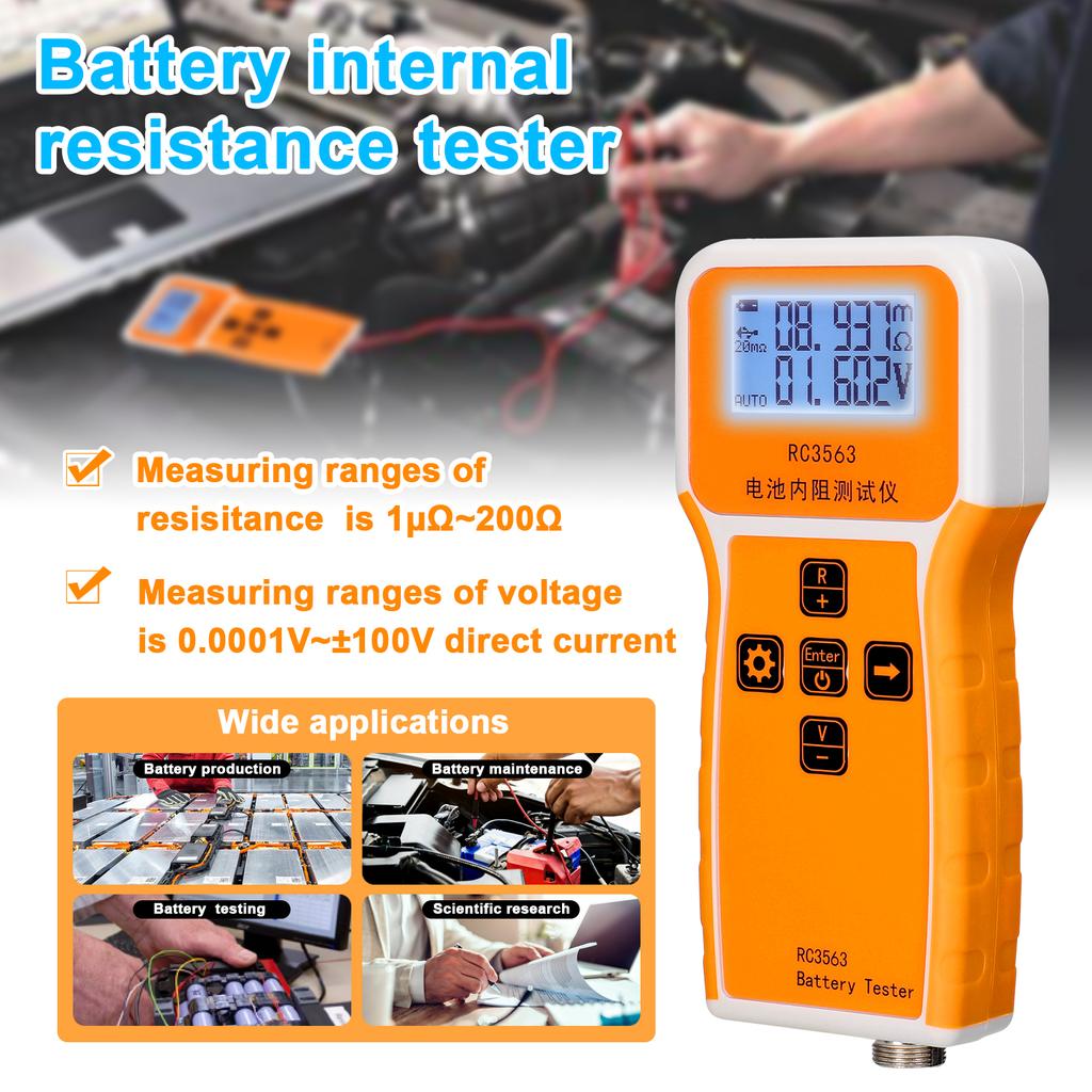 RC3563 200 Ohm  100V Handheld Portable Battery Internal Resistance Voltage Tester 3 Digit Display Battery Tester High