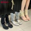Fashion Female Low Heel Footwear Gladiator Sandals Shoes For Women Zippers Fashion Open Toe Ladies Sandals Ankle Booties Shoes Pumps