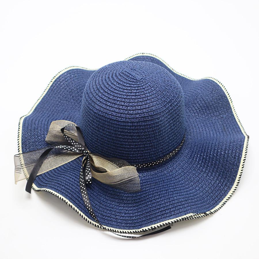 Летняя женская соломенная шляпа с большими карнизами для защиты от солнца и затенения, пляжная шляпа с большим краем для отпуска и путешествий, солнцезащитная шляпа