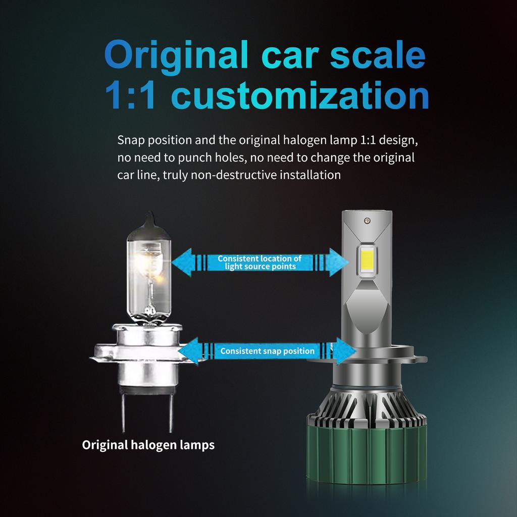 2Pcs H1 H4 H7 LED Canbus H8 H11 9005 HB3 9006 HB4 9012 Hir2 H3 CSP Diode Turbo Led Headlight Bulbs Kit 120W 60000LM 12V 24V 6500K Auto Headlamp