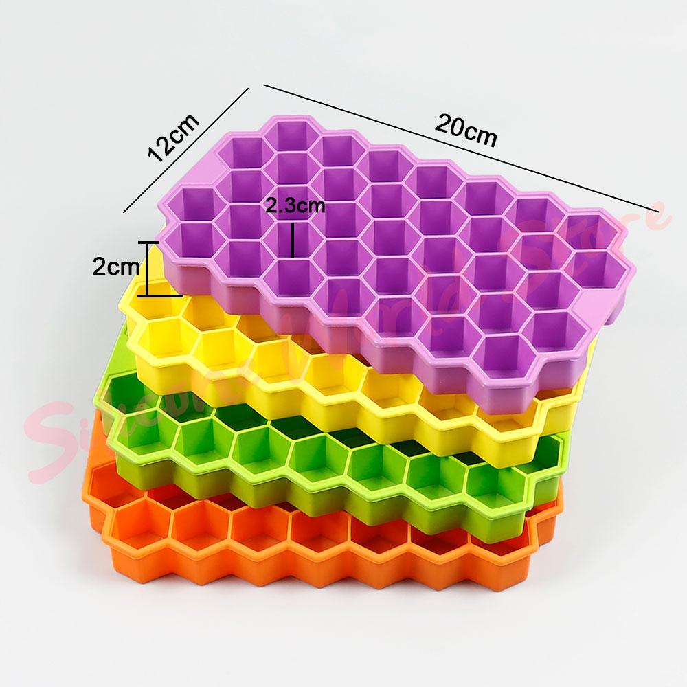 Силиконовые формы для льда Silicone World, 37 ячеек, в форме сот, из силикагеля, поддон для льда, DIY, бытовая коробка для изготовления льда с крышкой, форма для льда