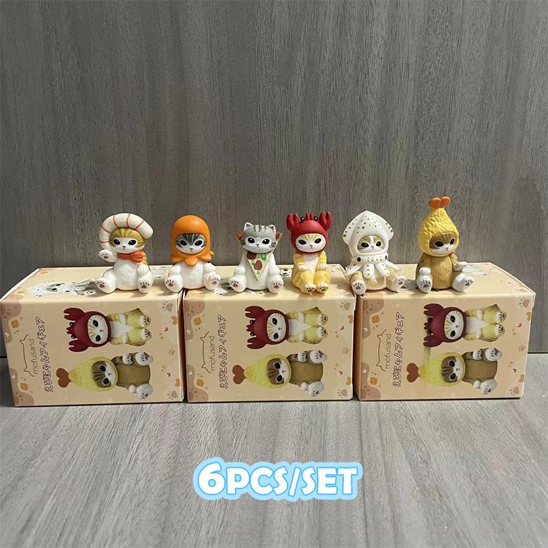 Mofusand Акула Кот Морские животные Слепая коробка Фрукты Фигурки кошек Игрушки Украшения Куклы Вентиляторы Дети Подарок