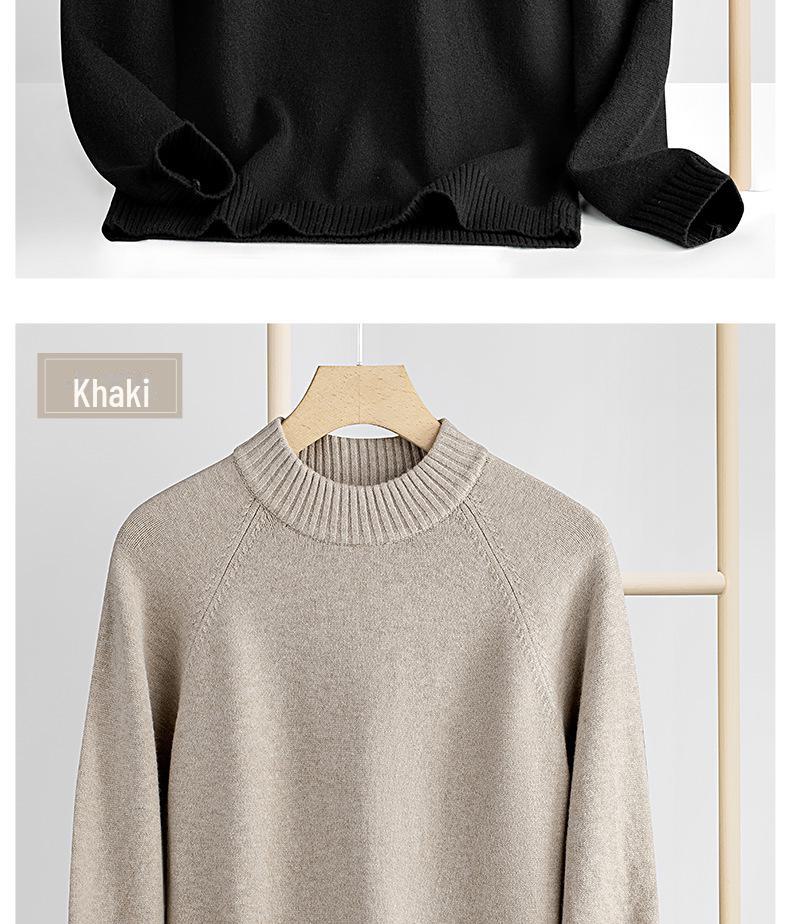 Мужской свитер из высококачественной шерсти и лиоцелла — длинный рукав, полуводолазка, плотный и теплый, на осень/зиму 2024 года.