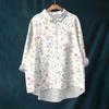 Women's Shirt Blouse Long-sleeved With Buttons Print Casual Hem Irregular Shirt Collar Top