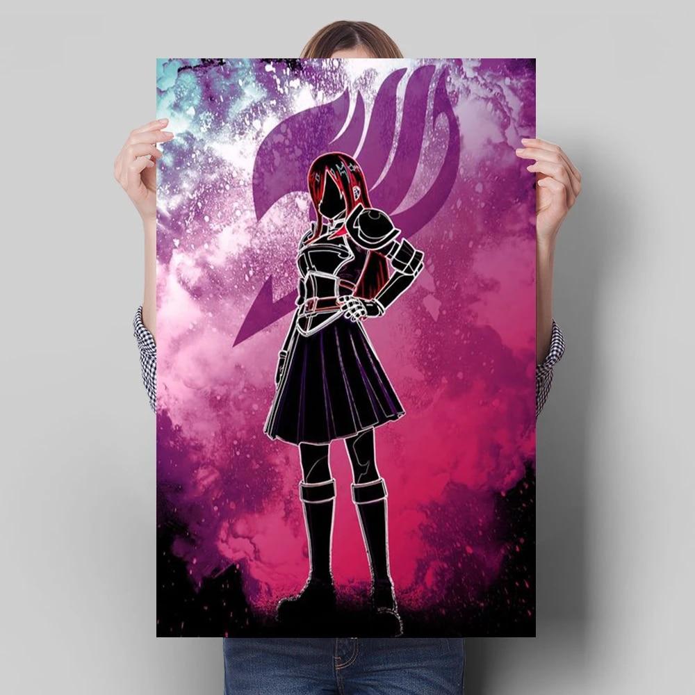Японское аниме-персонаж, украшение, фреска, плакат «Хвост феи», холст, живопись и настенные художественные принты для детской комнаты для современного домашнего декора, без рамки